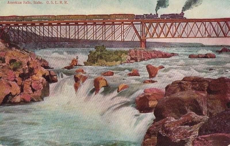 Postcard Railroad American Falls Idaho ID OSLRR