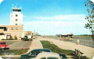 Broome County NY Airport Truck Old Cars Airplane Postcard
