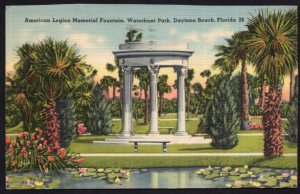 FL DAYTONA BEACH American Legion Memorial Fountain Waterfront Park 1940 - LINEN