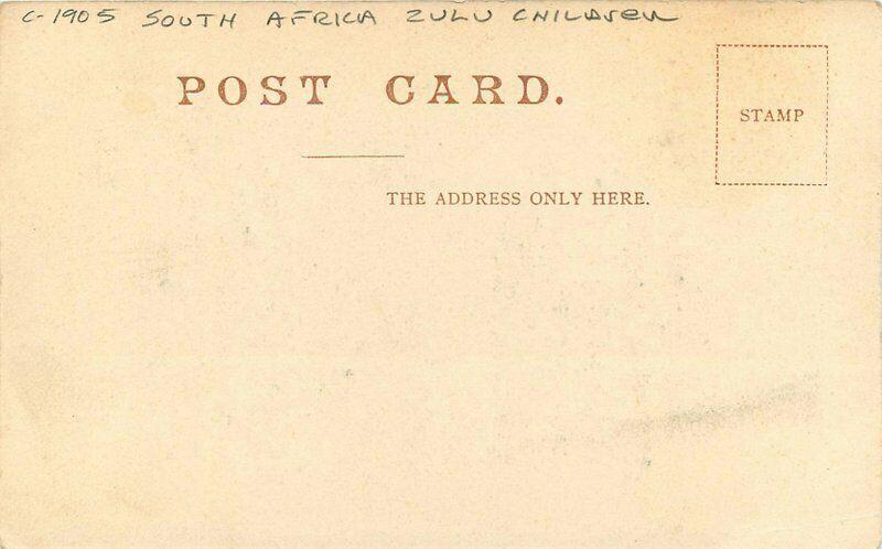 C-1905 Zulu Children Postcard Curiosity W.B.P. Cape Town 1709