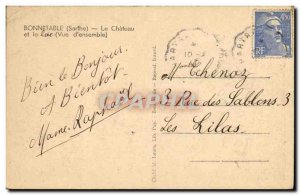 Old Postcard Chateau de Bonnetable Swan Lake