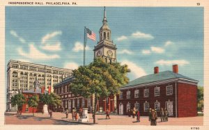 Vintage Postcard 1920's Independence Hall Building Chestnut St. Philadelphia PA