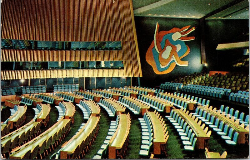 General Assembly Hall United Nations Headquarters New York City NY Postcard VTG 