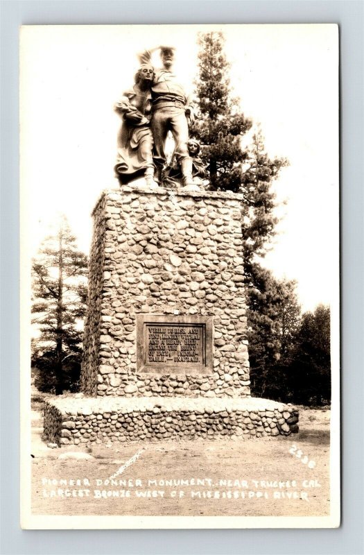 Postcard CA Truckee California Pioneer Donner Monument RPPC Real Photo 1930s A46