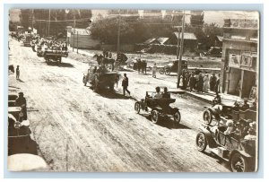 1913 Movie Theater Parade Cars Street View RPPC Photo Unposted Antique Postcard