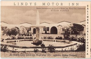 LINDY'S MOTOR INN Salinas, California Monterey Roadside Vintage Postcard 1930s