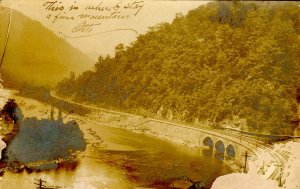 WV - B & O Railroad Along Elk River Between Gilmer and Gassaway.  RPPC