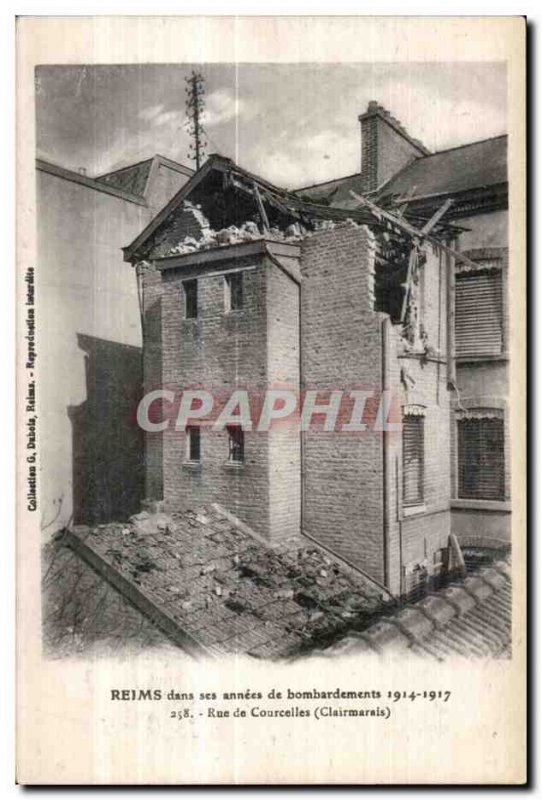 Old Postcard Reims In his years of bombings Rue de Courcelles Clairmarais