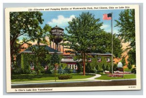 Vintage 1940's Postcard Filtration Pumping Station Waterworks Park Port Clinton