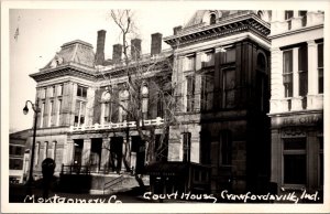 Real Photo Postcard Montgomery County Court House in Crawfordsville, Indiana