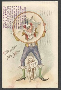 1906 PPC* VINTAGE HAPPY NEW YEAR EMBOSSED ADVERTISING CARD