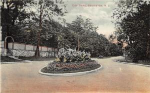 Bridgeton New Jersey~City Park~Flower Bed in Center of Road~Gate on Left~c1910