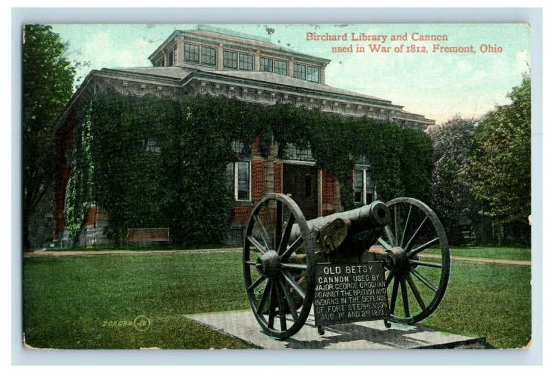 Circa 1900-10 Birchard Library & Cannon War of 1812, Fremont Ohio Postcard P5