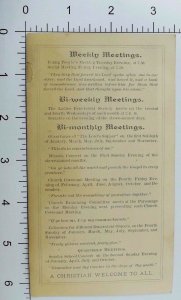 1870's-1880's First Baptist Church Rev. A. C Hussey Pastor Schedule &L