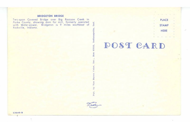 IN - Parke County.  Bridgeton Covered Bridge