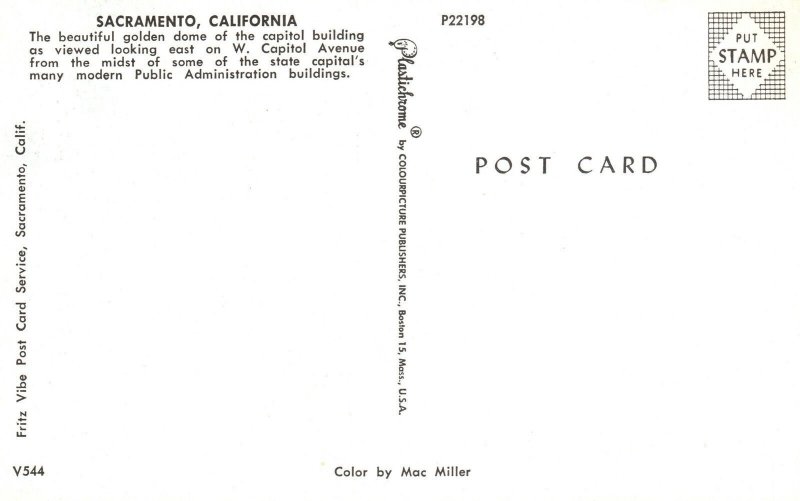 Sacramento CA-California, Looking East on W. Capitol Avenue Vintage Postcard