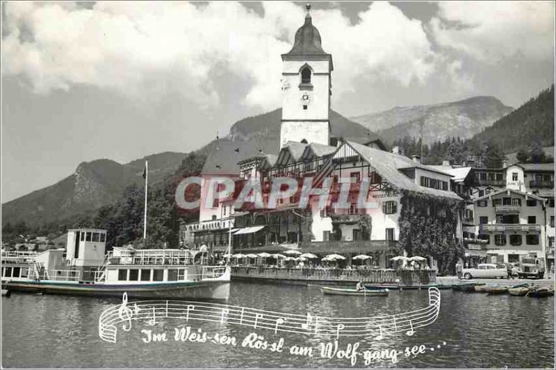 Modern Postcard Im Weis sen Ros Sl Am Wolf Gang see boat