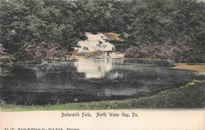 Buttermilk Falls, North Water Gap, PA., early hand colored postcard, used