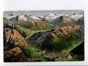 401447 SWITZERLAND Gotthard mountains MAP Vintage postcard