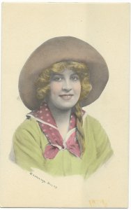 Beautiful Smiling Lady Cowgirl Schlesinger Bros New York