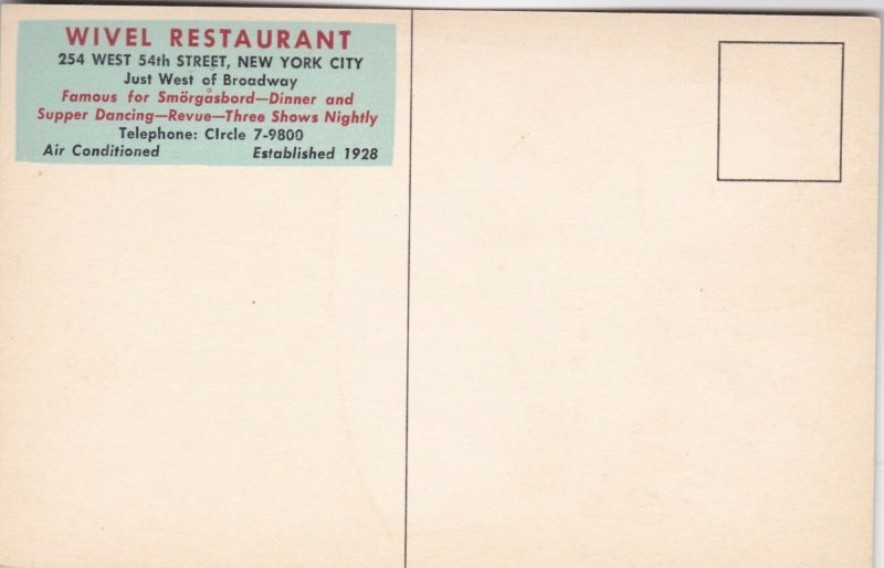 New York City Wivel Smorgasbord Restaurant On Broadway sk1781