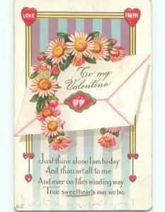 Pre-Linen valentine ENVELOPE WITH LUCKY HORSESHOE MADE OF FLOWERS k6069