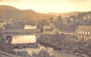 Beecher Falls VT Covered Bridge Birdseye, Drug Store View Clear RPPC Postcard