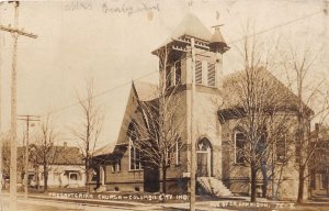 J35/ Columbia City Indiana RPPC Postcard c1910 Presbyterian Church  89