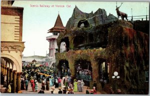 Scenic Railway at Venice CA Baloon Route Excursion LA Pacific Vtg Postcard L39