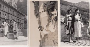 Picnic Pottery Urns Bridge Posing 3x Crazy Day Out Old Real Photo RPC Postcard s