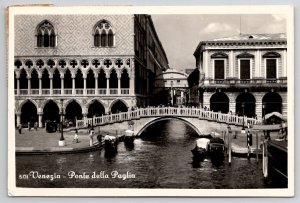 Italy RPPC Venezia Pont della Paglia 1958 to Wichita KS Postcard I26