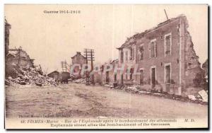 Old Postcard Fismes Street in the plaza after the German bombardemenl