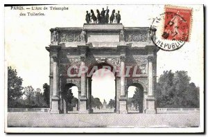 Old Postcard Paris Arc de Triomphe Tuileries