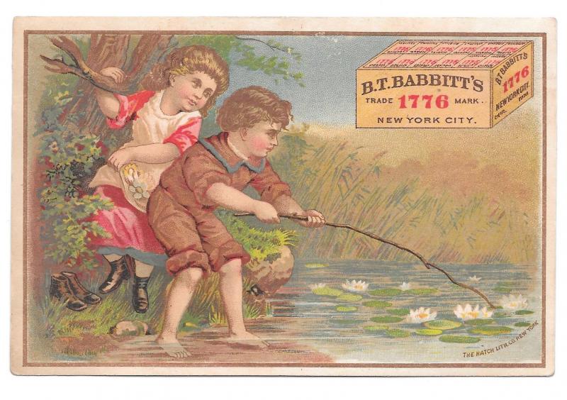 Victorian Trade Card BT Babbitts Soap New York NY Pond Children Water Lilies