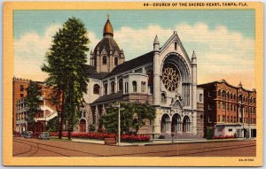 VINTAGE POSTCARD CHURCH OF THE SACRED HEART AT TAMPA FLORIDA c. 1930s