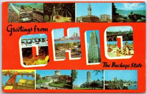 VINTAGE POSTCARD GREETINGS FROM OHIO THE BUCKEYE STATE LARGE LETTERS POSTED 1965
