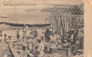 SUSAN'S BAY FREETOWN SIERRA LEONE AFRICA SHIP POSTCARD (c. 1910)