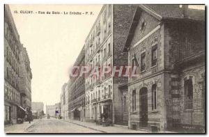 Postcard Old Children Clichy Rue du Bois La creche