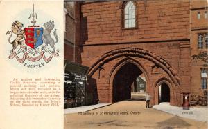 CHESTER UK GATEWAY ST WERBURGHS ABBEY POSTCARD CREST & 