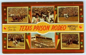 HUNTSVILLE, TX ~ Multi View TEXAS PRISON RODEO 1950s Walker County Postcard