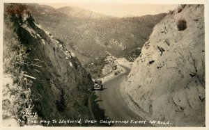 EB Gray RPPC Postcard; Car on Way to Idyllwild over California's Finest Mt. Road