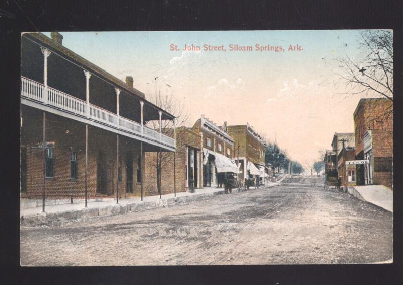 SILOAM SPRINGS ARKANSAS DOWNTOWN ST. JOHN STREET SCENE VINTAGE POSTCARD