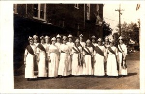 RPPC,  Fraternal Order~Eastern Star?? YOUNG WOMEN~WHITE GOWNS~SACHES  Postcard