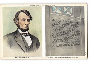 Hodgenville Kentucky KY Postcard 1915-1930 Lincoln Farm Abraham Lincoln
