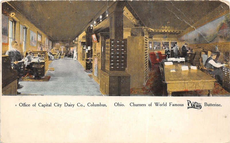 J62/ Columbus Ohio Postcard c1910 Interior Capitol City Dairy Co Office 138