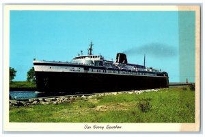 c1960's Car Ferry Spartan Entering The Harbor At Ludington Michigan MI Postcard