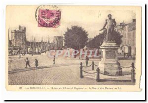 La Rochelle Old Postcard Statue of & # 39amiral Duperre and course of ladies