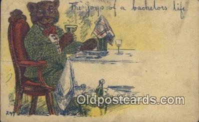 The Joys Of A Bachelors Life Wells Bear 1912 light creases in card, corner wear