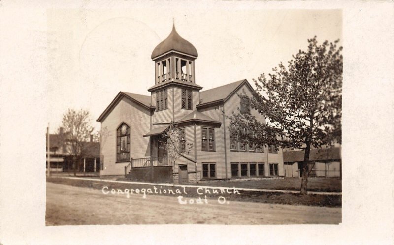 F47/ Lodi Ohio RPPC Postcard 1908 Medina County Congregational Church