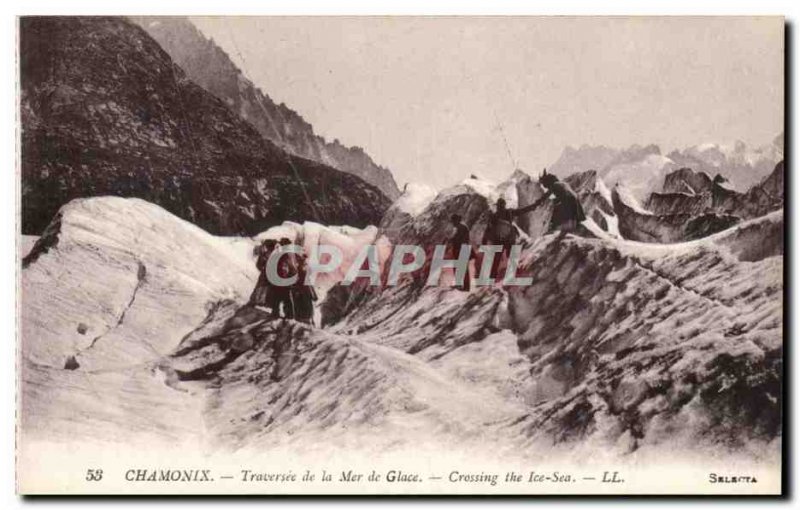 Chamonix Postcard Old Traversee of sea ice (climbing climbing)